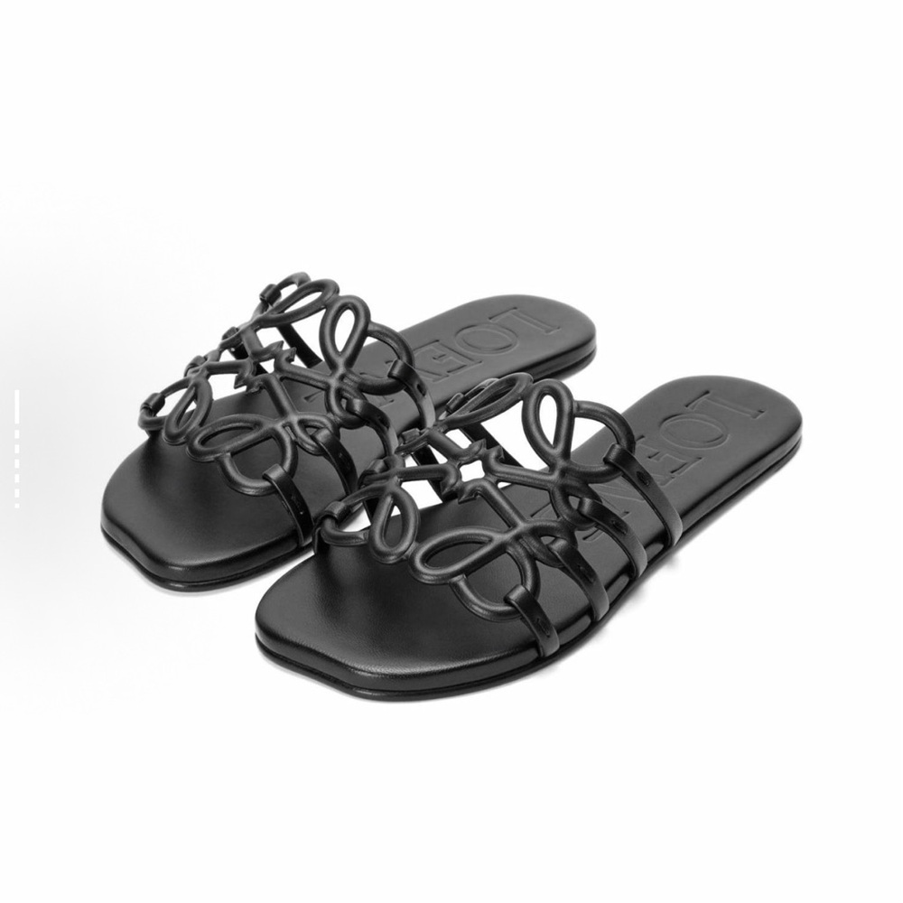 Loewe Black Minimalist Flat Sandals
